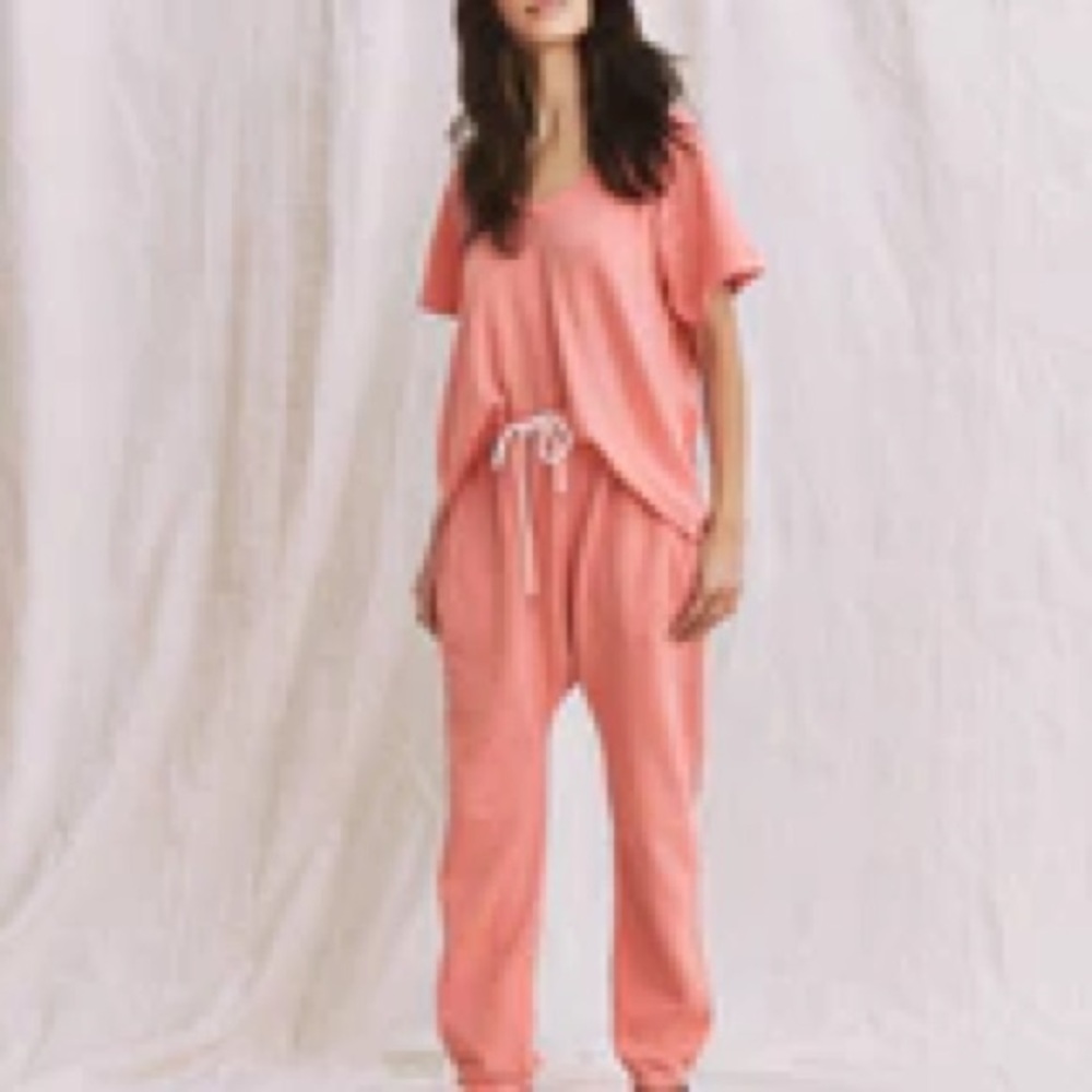 The Great. Guava Tee (size 1 small) and Jogger Sweatpant (size 2 medium) Set